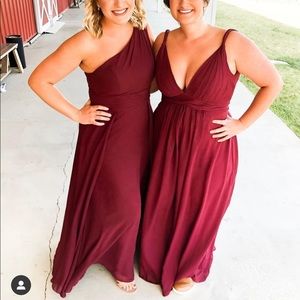 Azazie Dallas Cabernet one shoulder bridesmaid dress size 6, height 5 3